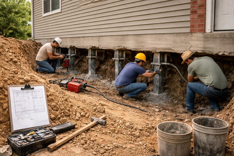 Our team working on Foundation Repair projects in New Smyrna Beach, FL